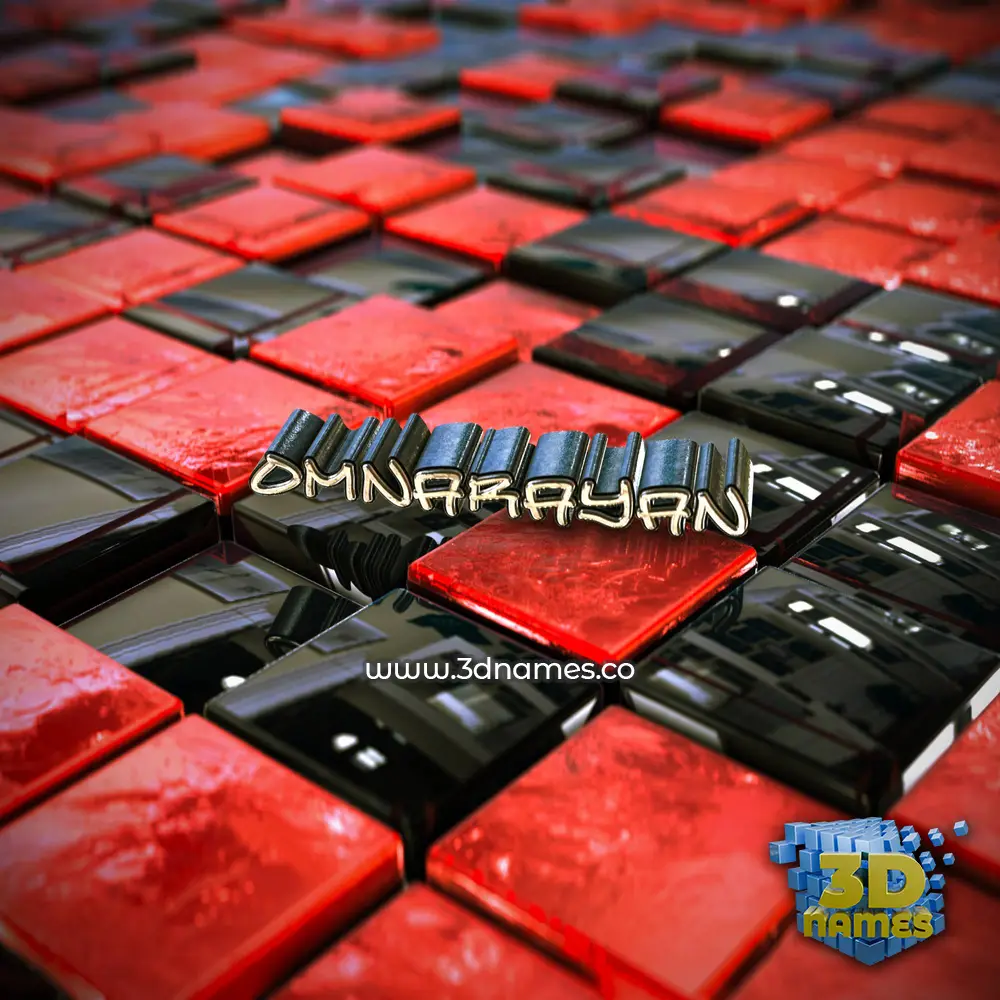 omnarayan in Red Checkered style - 3D name wallpaper