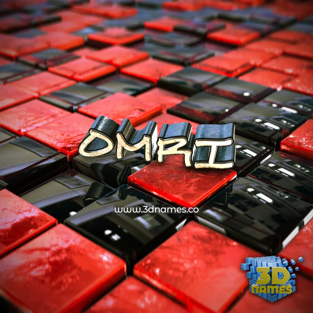 omri in Red Checkered style - 3D name wallpaper