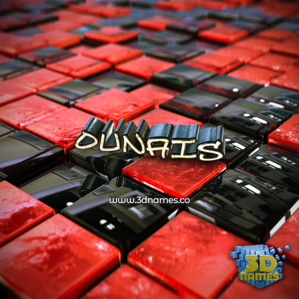 ounais in Red Checkered style - 3D name wallpaper