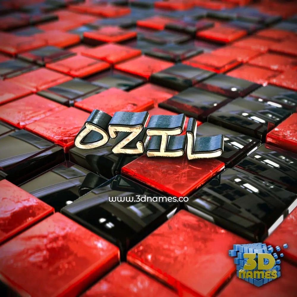 ozil in Red Checkered style - 3D name wallpaper