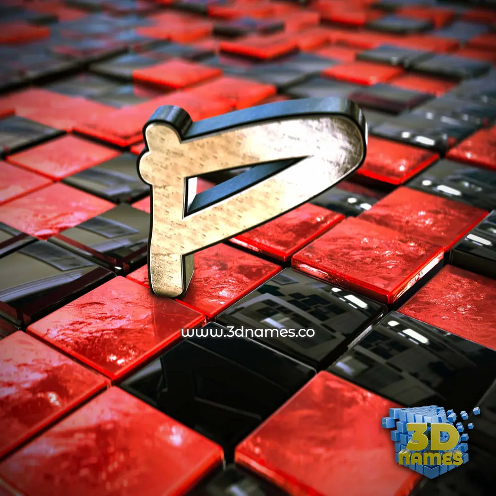 p in Red Checkered style - 3D name wallpaper