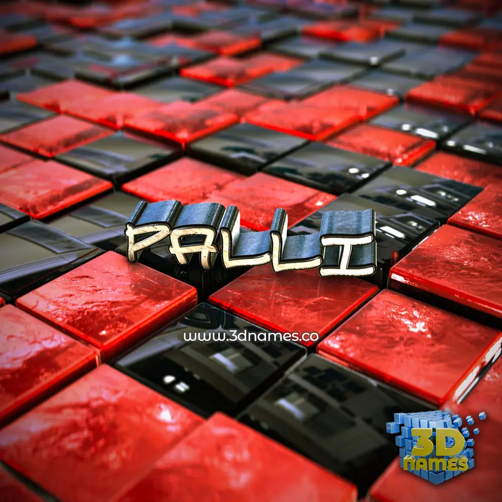 palli in Red Checkered style - 3D name wallpaper