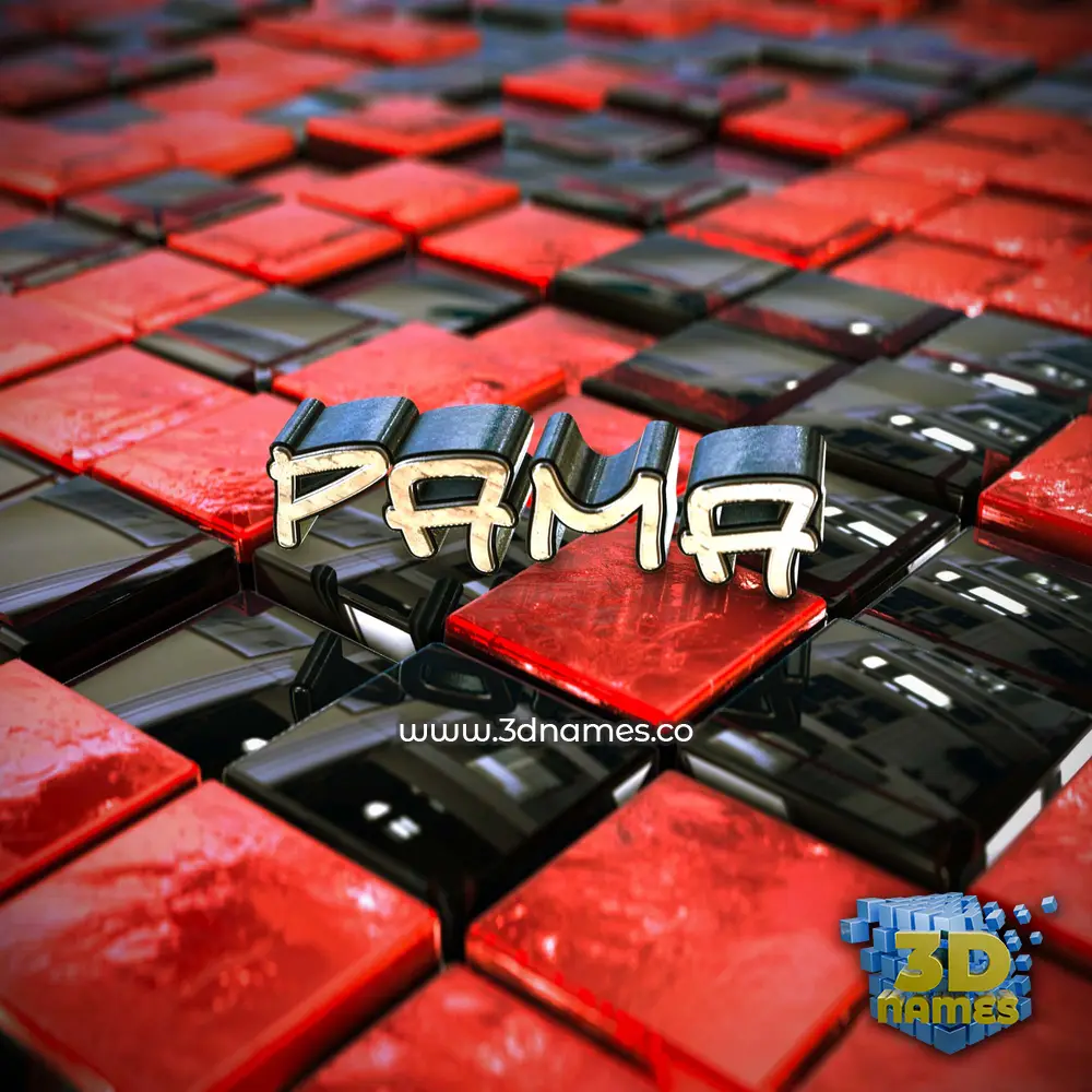 pama in Red Checkered style - 3D name wallpaper