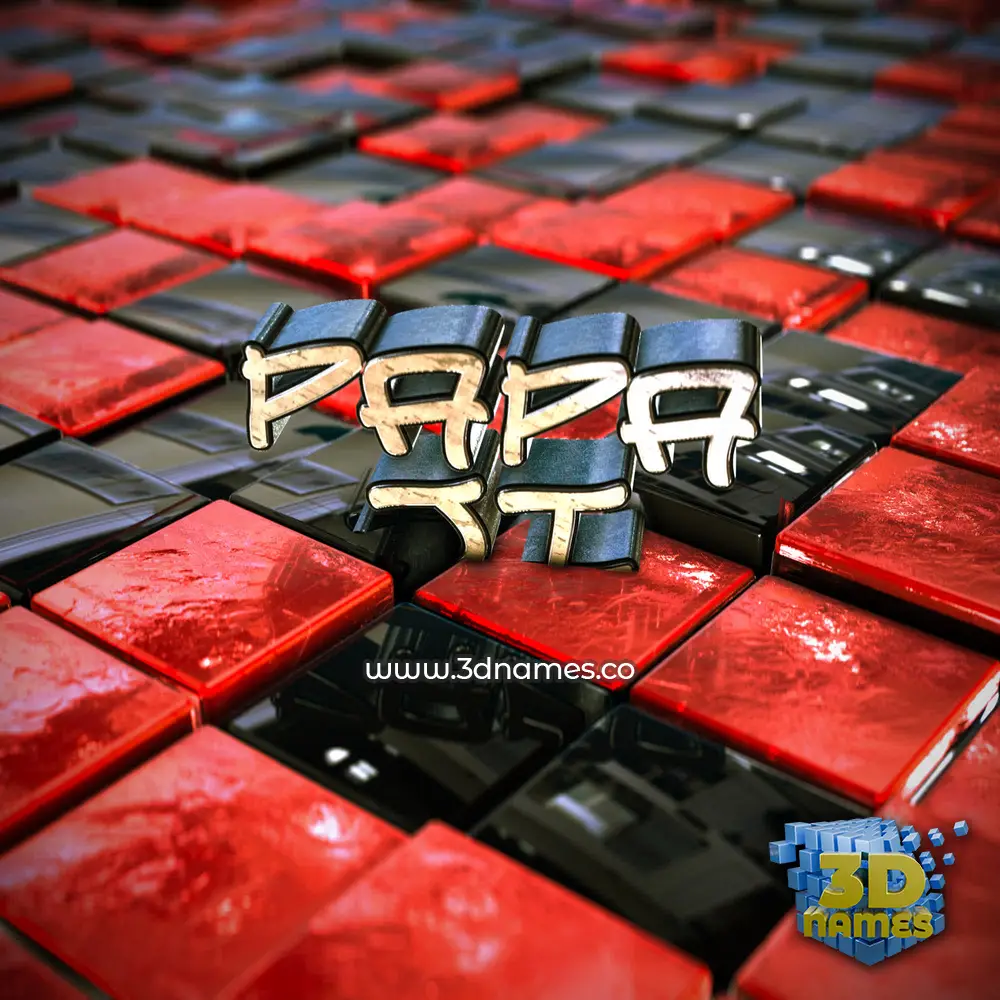 papa ji in Red Checkered style - 3D name wallpaper