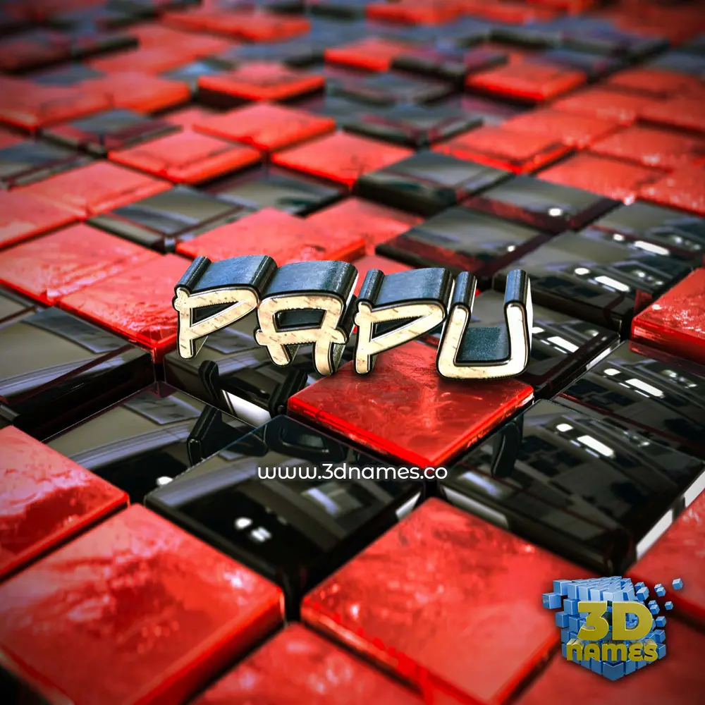 papu in Red Checkered style - 3D name wallpaper