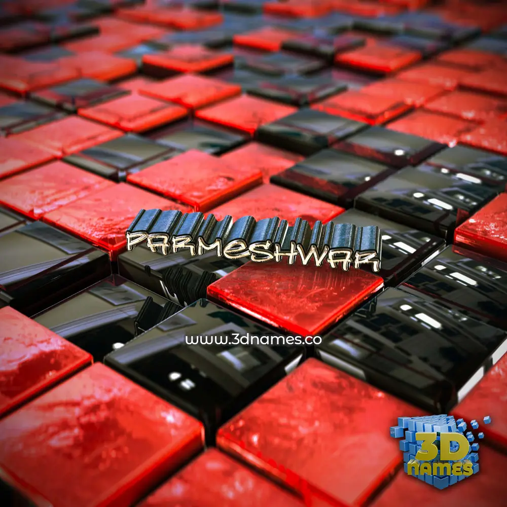parmeshwar in Red Checkered style - 3D name wallpaper