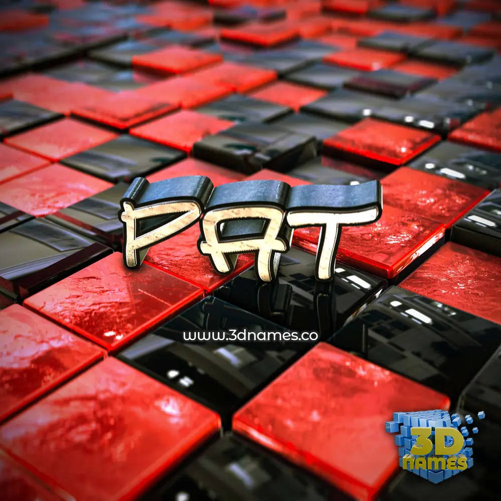 pat in Red Checkered style - 3D name wallpaper