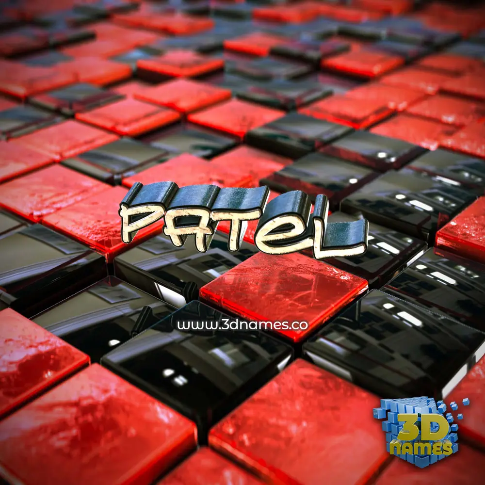 patel in Red Checkered style - 3D name wallpaper