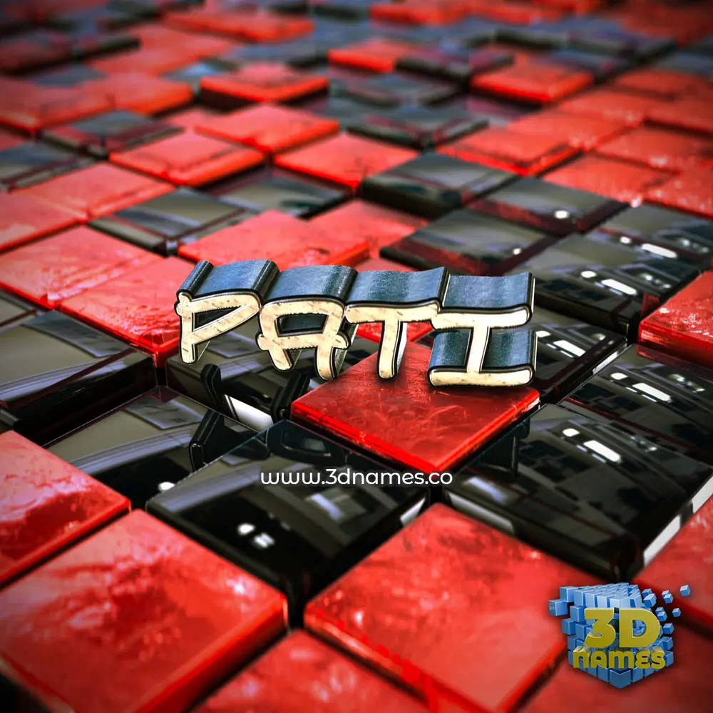 pati in Red Checkered style - 3D name wallpaper