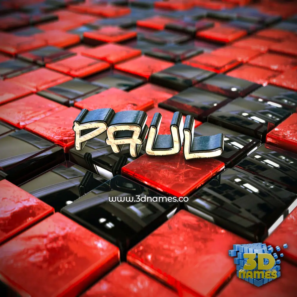 paul in Red Checkered style - 3D name wallpaper