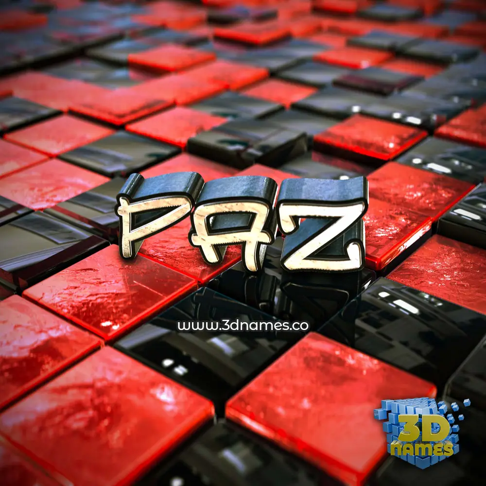 paz in Red Checkered style - 3D name wallpaper