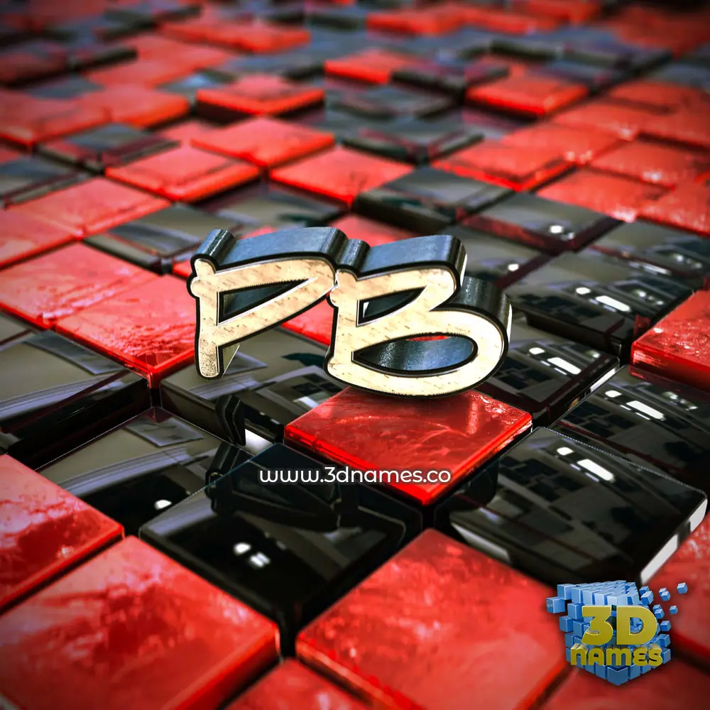 pb in Red Checkered style - 3D name wallpaper