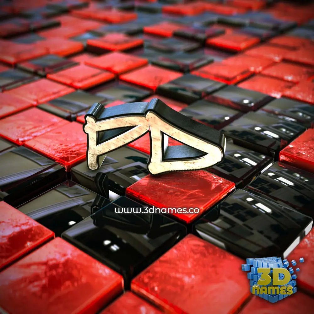 pd in Red Checkered style - 3D name wallpaper