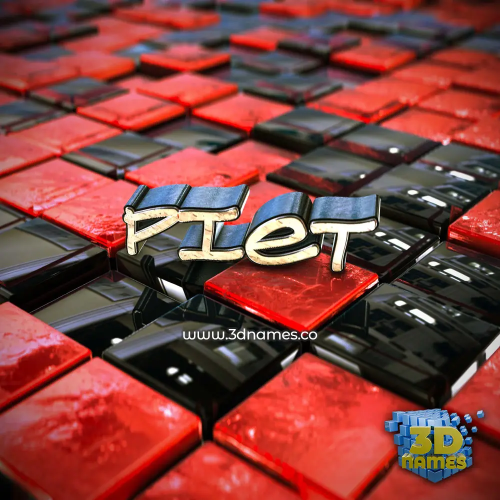 piet in Red Checkered style - 3D name wallpaper