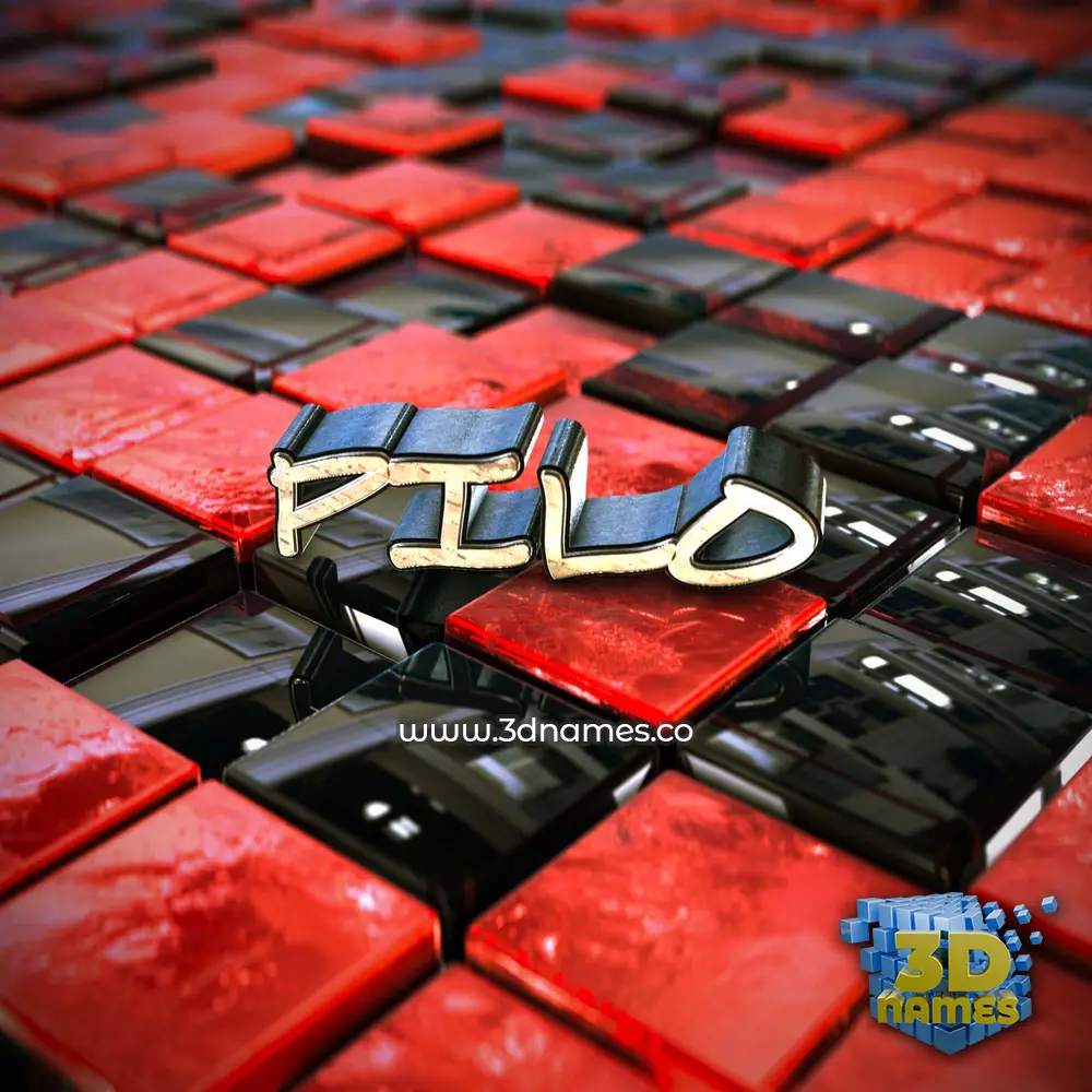 pilo in Red Checkered style - 3D name wallpaper