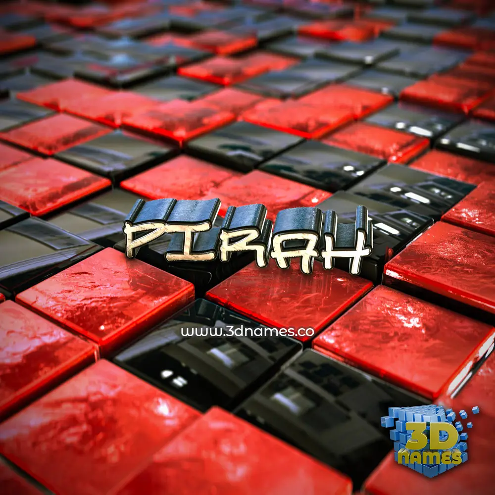 pirah in Red Checkered style - 3D name wallpaper