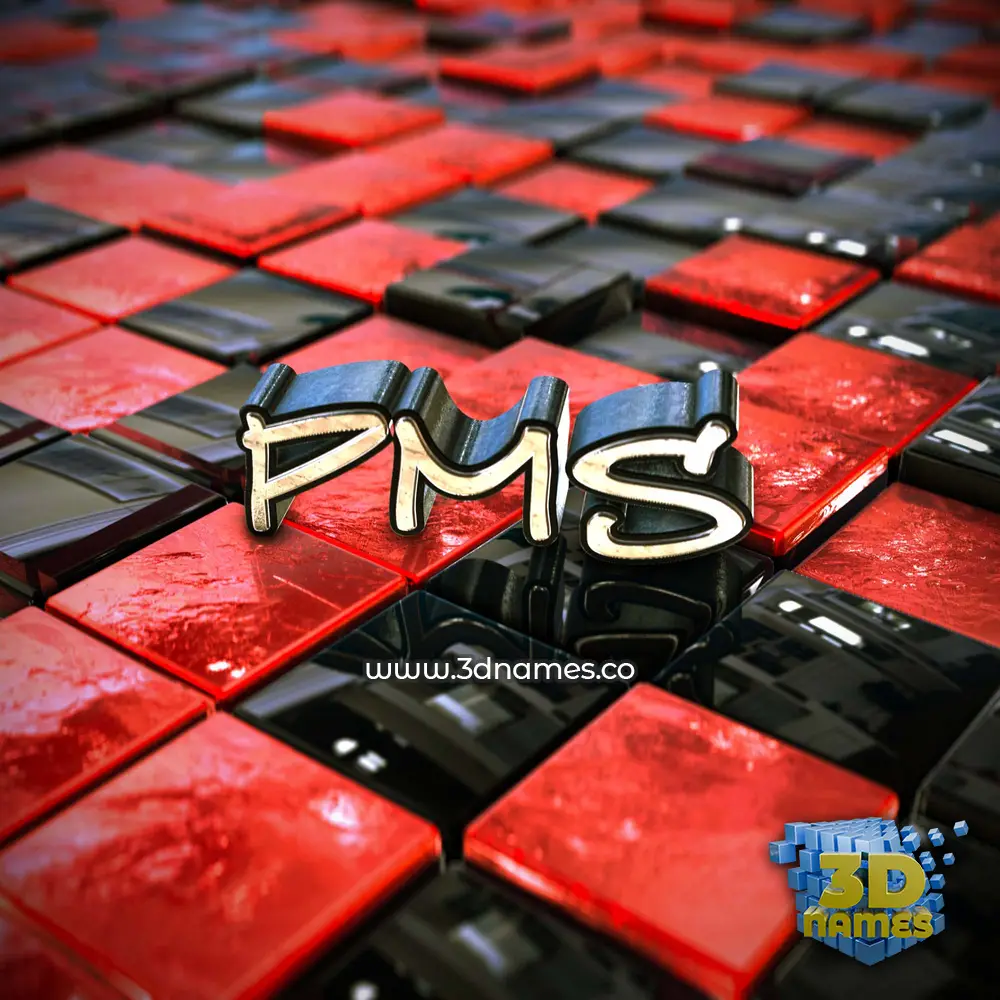 pms in Red Checkered style - 3D name wallpaper