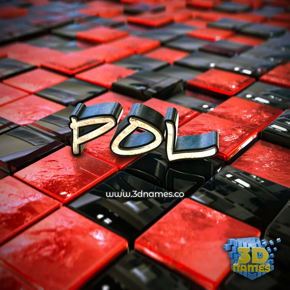 pol in Red Checkered style - 3D name wallpaper