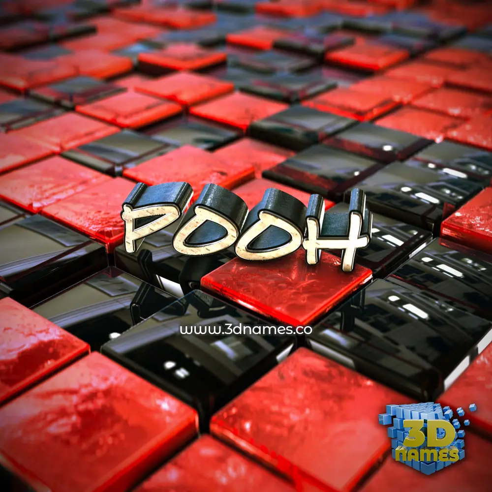 pooh in Red Checkered style - 3D name wallpaper
