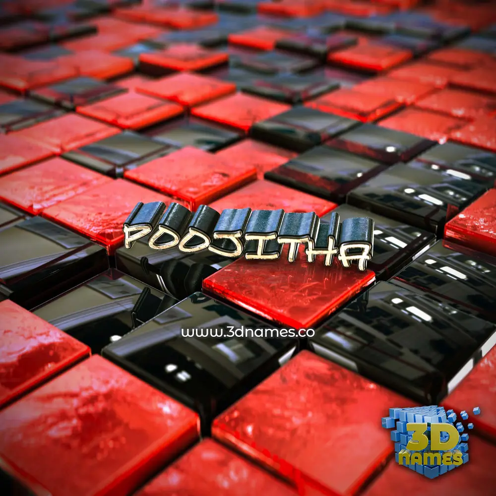 poojitha in Red Checkered style - 3D name wallpaper