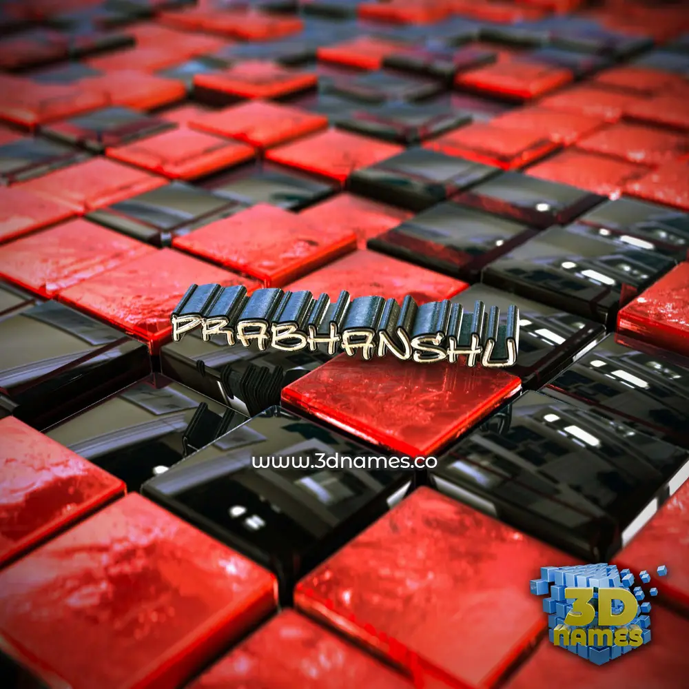 prabhanshu in Red Checkered style - 3D name wallpaper