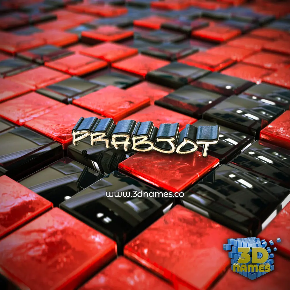 prabjot in Red Checkered style - 3D name wallpaper