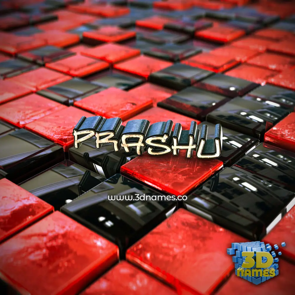 prashu in Red Checkered style - 3D name wallpaper