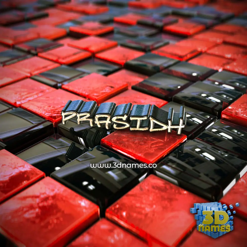 prasidh in Red Checkered style - 3D name wallpaper