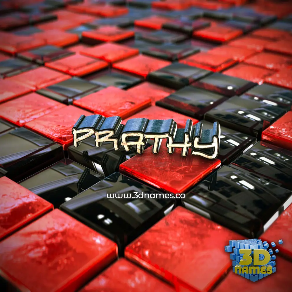 prathy in Red Checkered style - 3D name wallpaper