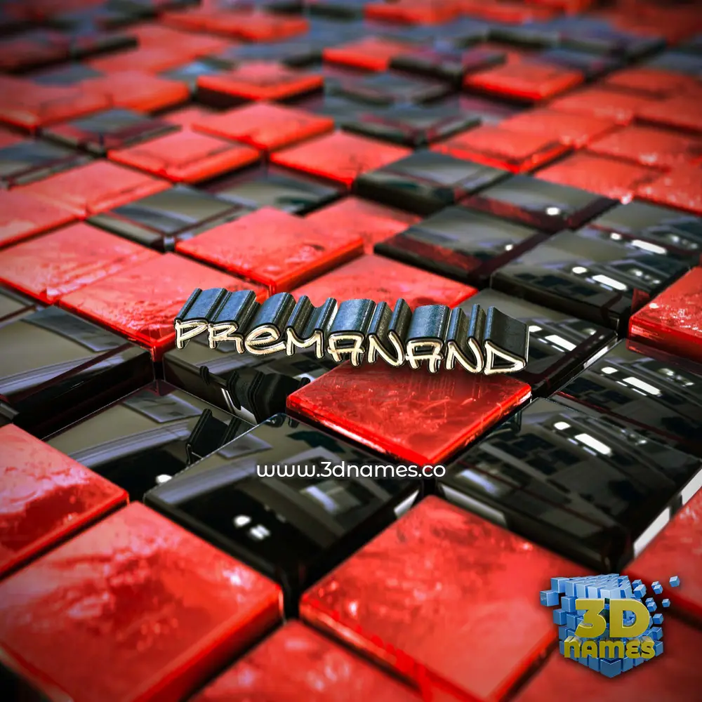 premanand in Red Checkered style - 3D name wallpaper