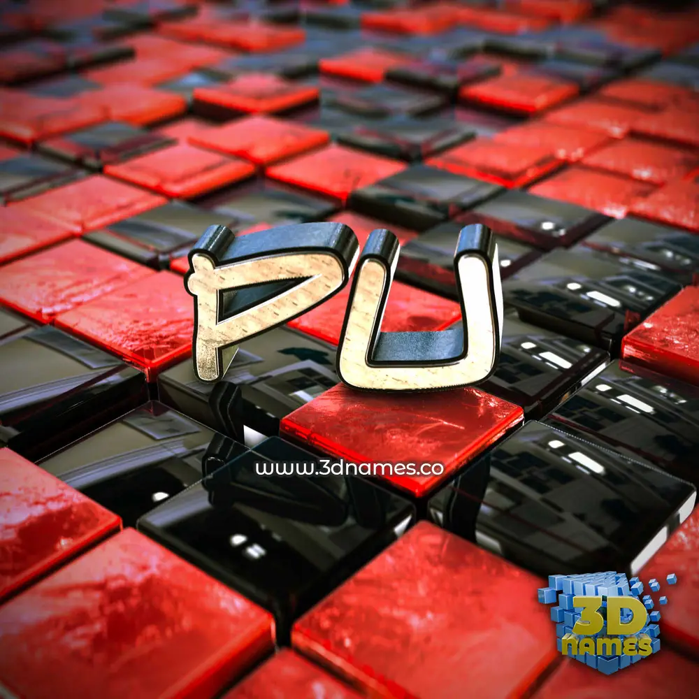 pu in Red Checkered style - 3D name wallpaper