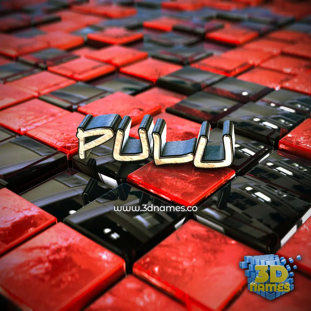 pulu in Red Checkered style - 3D name wallpaper