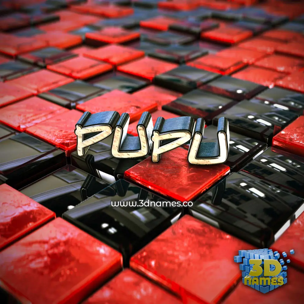 pupu in Red Checkered style - 3D name wallpaper