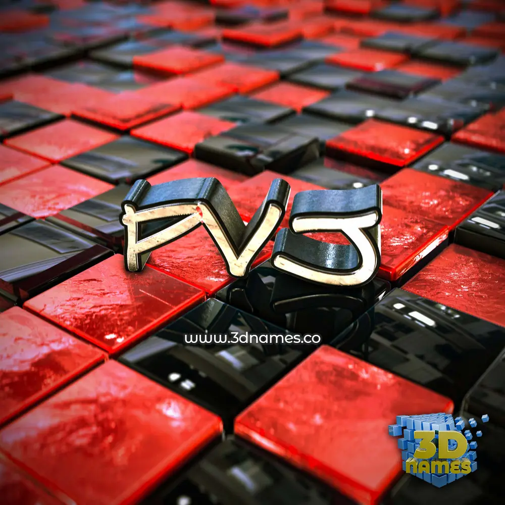 pvj in Red Checkered style - 3D name wallpaper