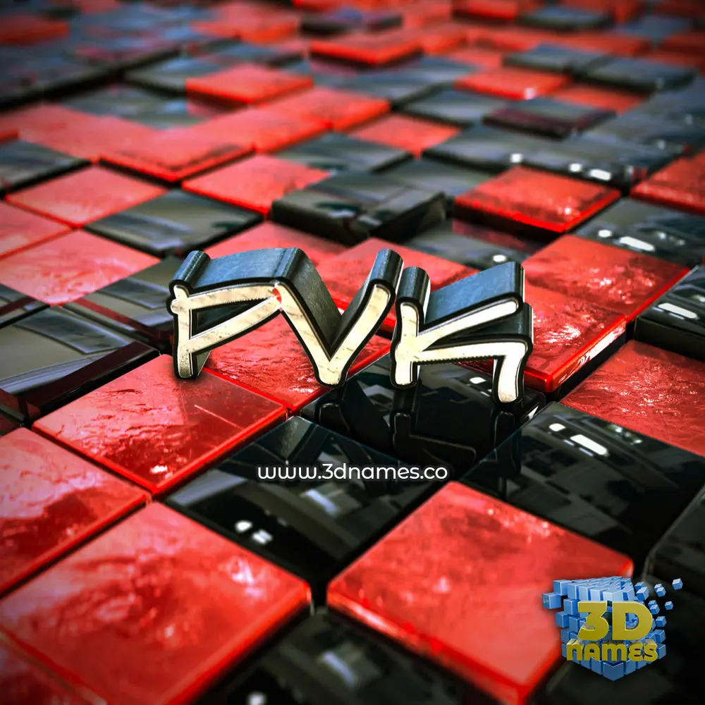 pvk in Red Checkered style - 3D name wallpaper