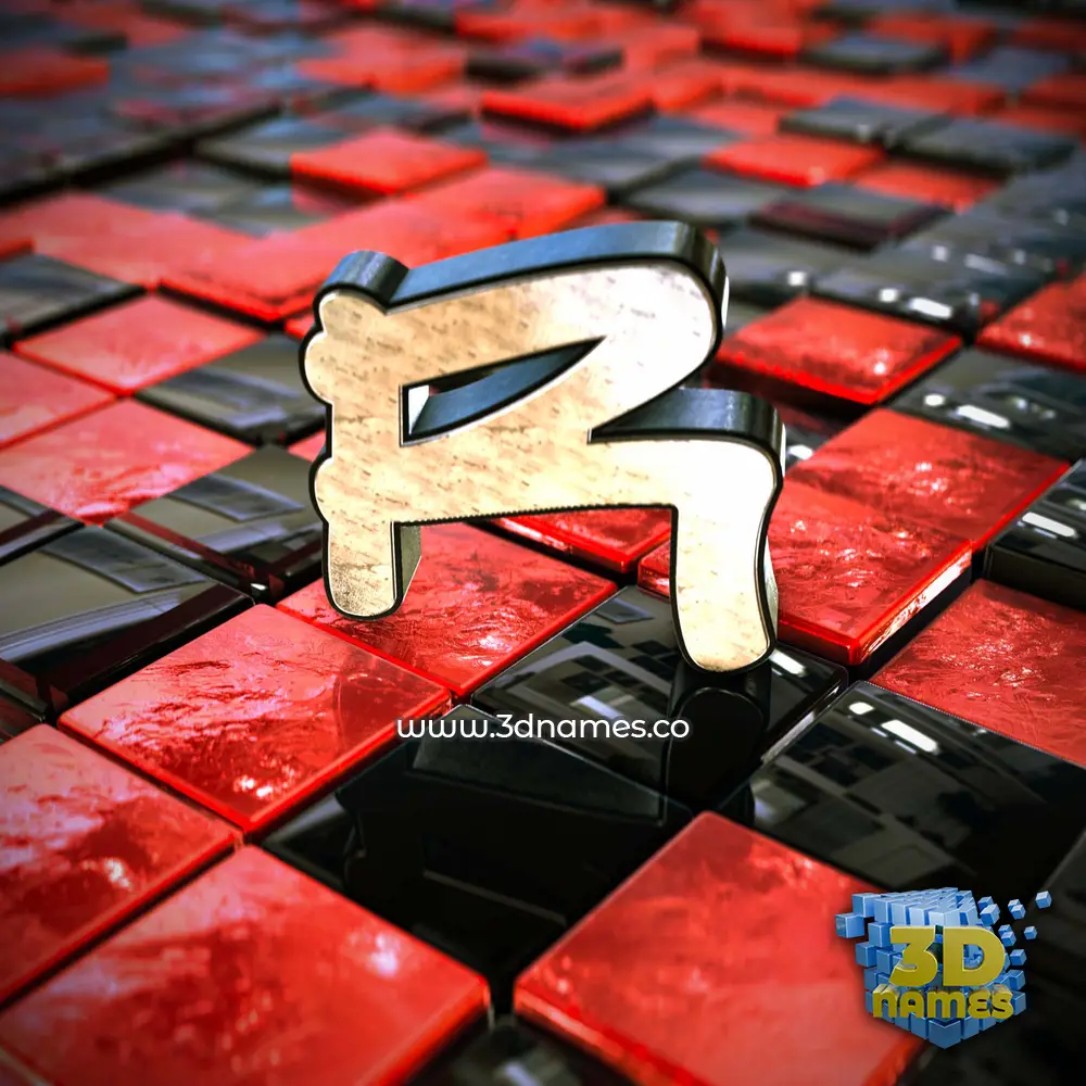 r in Red Checkered style - 3D name wallpaper
