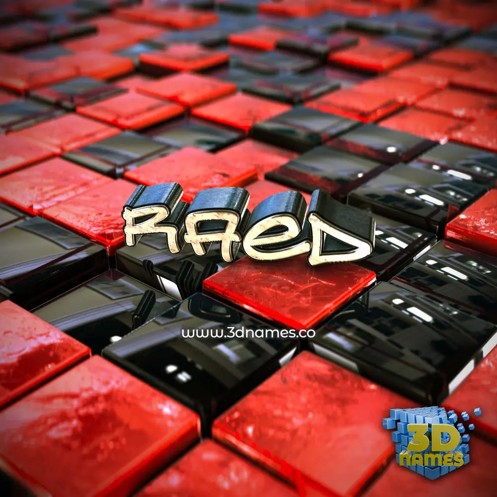 raed in Red Checkered style - 3D name wallpaper