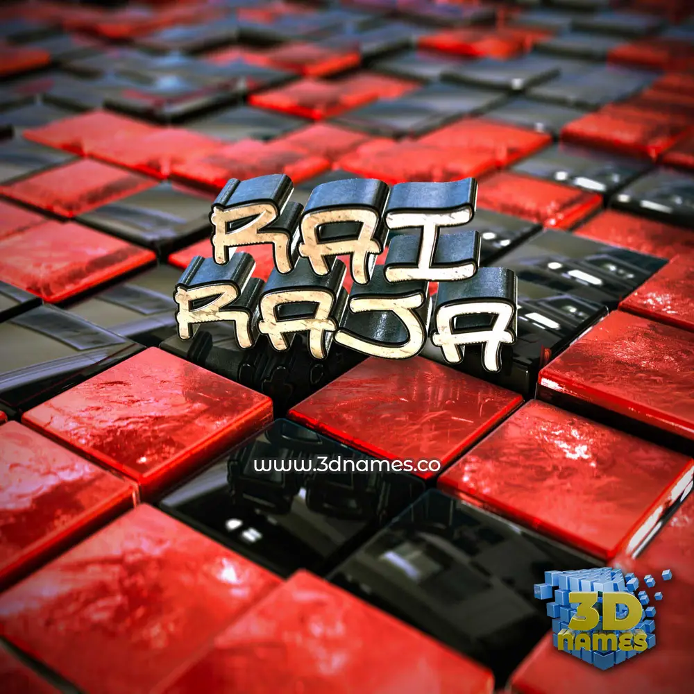 rai raja in Red Checkered style - 3D name wallpaper