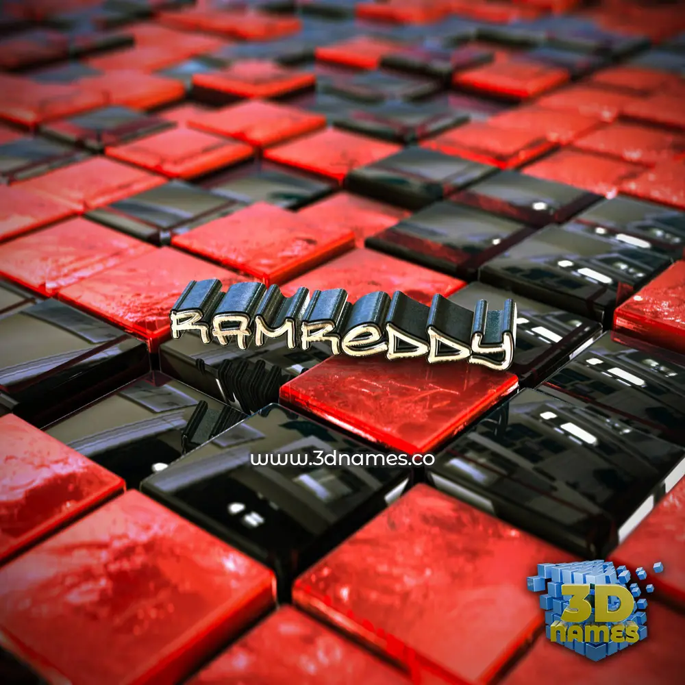 ramreddy in Red Checkered style - 3D name wallpaper