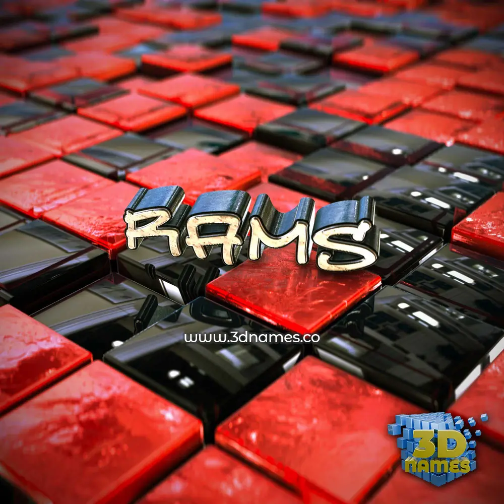rams in Red Checkered style - 3D name wallpaper