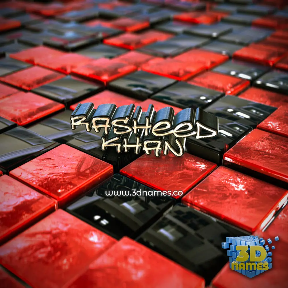 rasheed khan in Red Checkered style - 3D name wallpaper