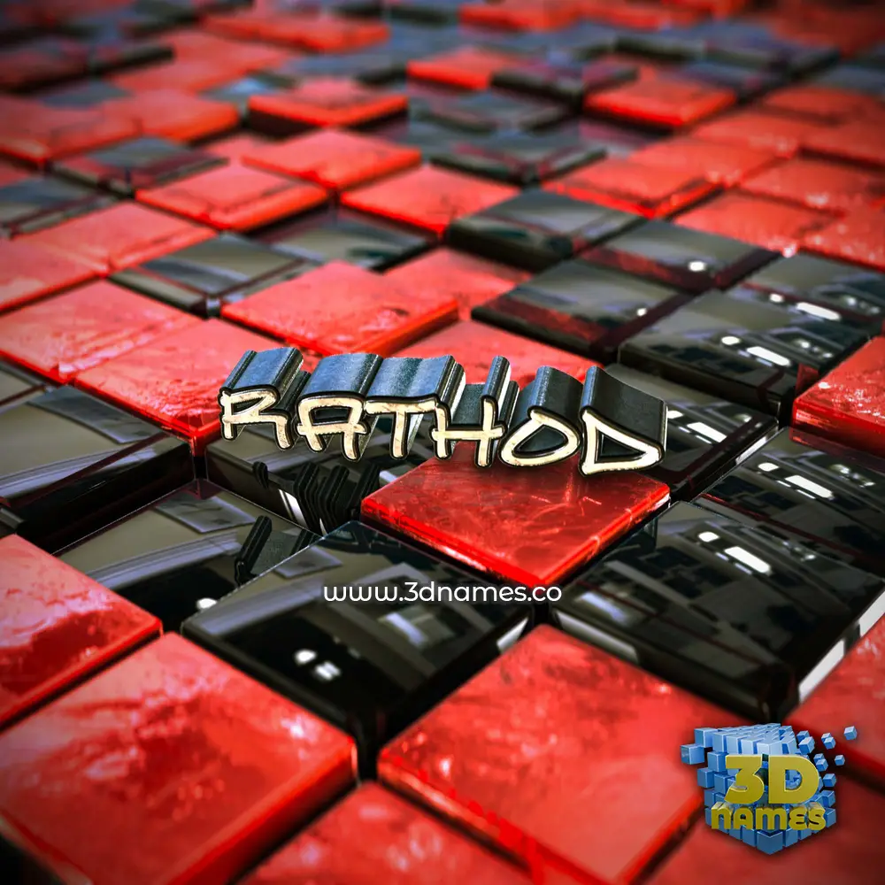 rathod in Red Checkered style - 3D name wallpaper
