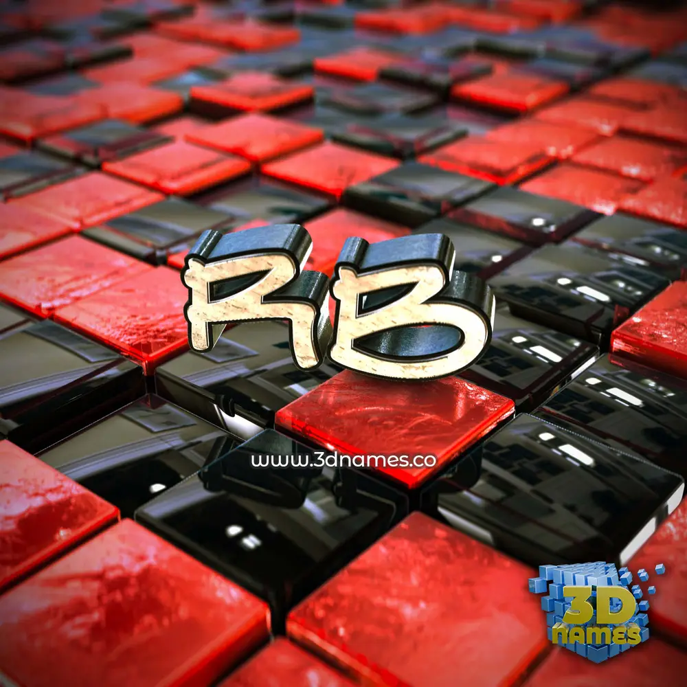 rb in Red Checkered style - 3D name wallpaper