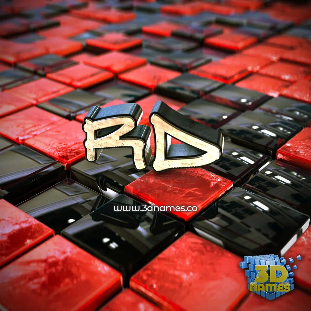 rd in Red Checkered style - 3D name wallpaper