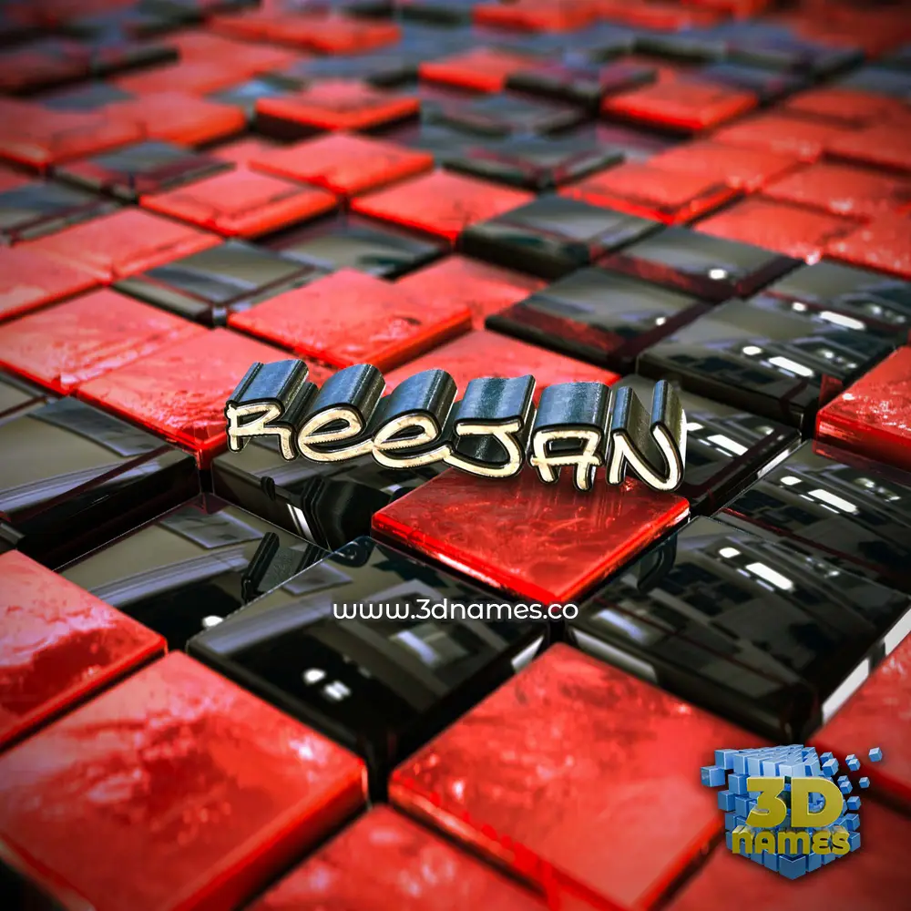 reejan in Red Checkered style - 3D name wallpaper
