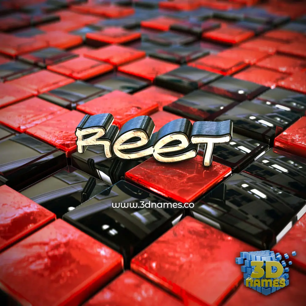 reet in Red Checkered style - 3D name wallpaper