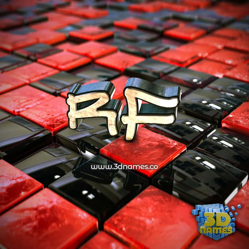 rf in Red Checkered style - 3D name wallpaper