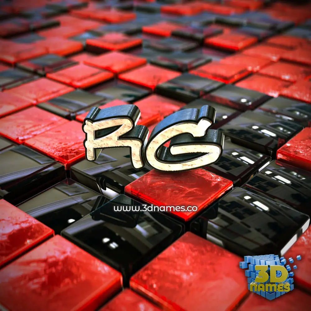 rg in Red Checkered style - 3D name wallpaper