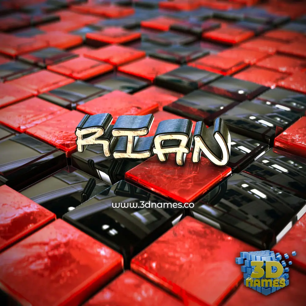rian in Red Checkered style - 3D name wallpaper