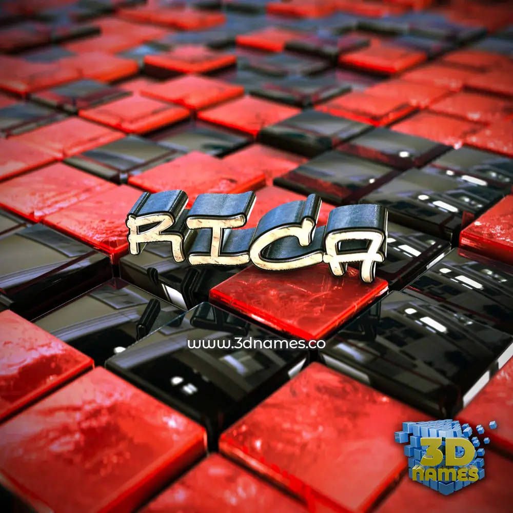 rica in Red Checkered style - 3D name wallpaper